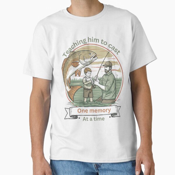 Item preview, Teaching Him to Cast One Memory at a Time | Father-Son Redfish Fishing T-Shirt for Dads & Young Anglers designed and sold by Mastering the redfish.