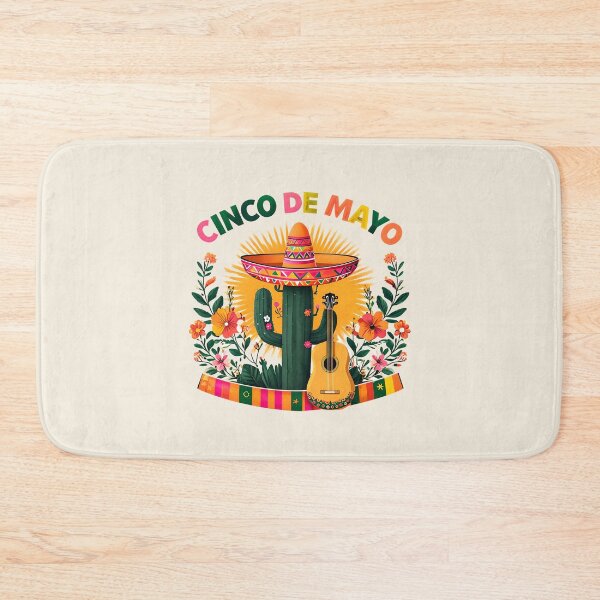 Item preview, Cinco De Mayo Cactus Design – Festive Sombrero and Guitar Mexican Holiday Art designed and sold by Sunstone Print.