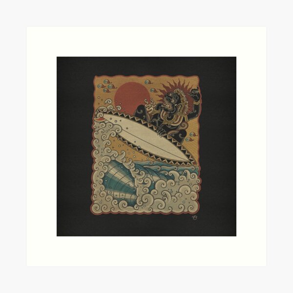 Aperçu de l'œuvre SURFER SUR LA VAGUE créée et vendue par Wayanbayu.