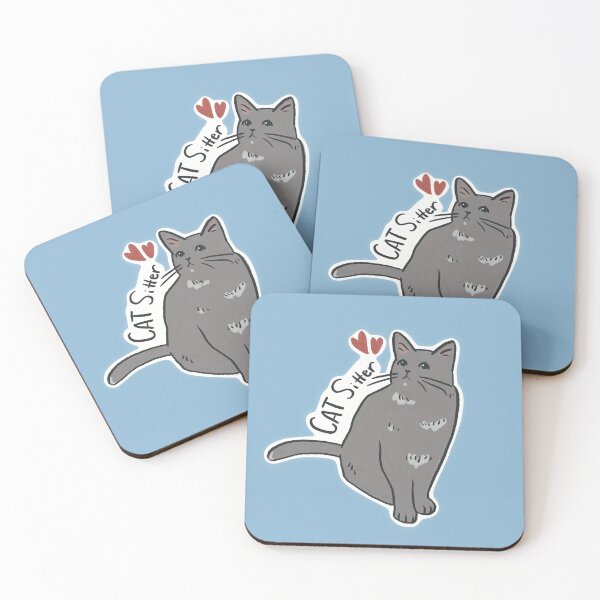 Item preview, Cat sitter | grey cat designed and sold by mangopuffstudio.