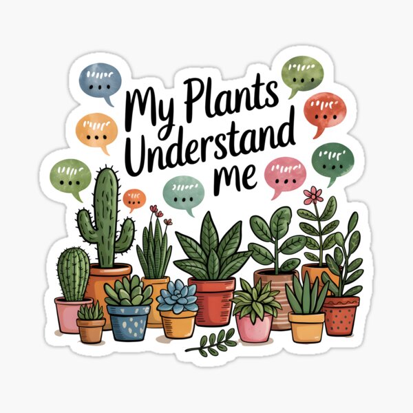 Vista previa del artículo con la obra «Mis plantas me entienden», diseñado y vendido por Jollys-ArtShop.