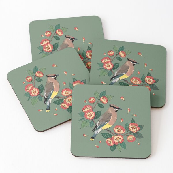 Item preview, Cedar Waxwing Perched in Vintage Botanical Blooms designed and sold by BirdsnStuff.