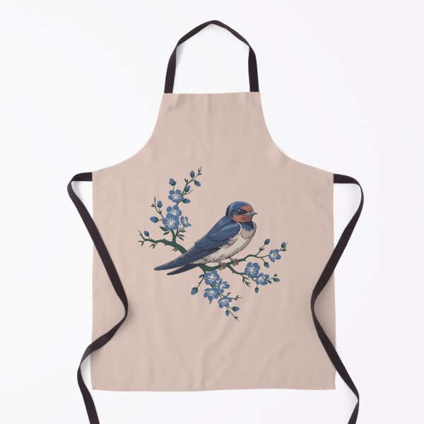Item preview, Barn Swallow Among Blue Blossoms Vintage Nature Art designed and sold by BirdsnStuff.