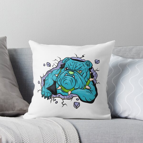 Item preview, Perro bulldog rudo rompiendo la pared variacion celeste designed and sold by Joncasmiart.
