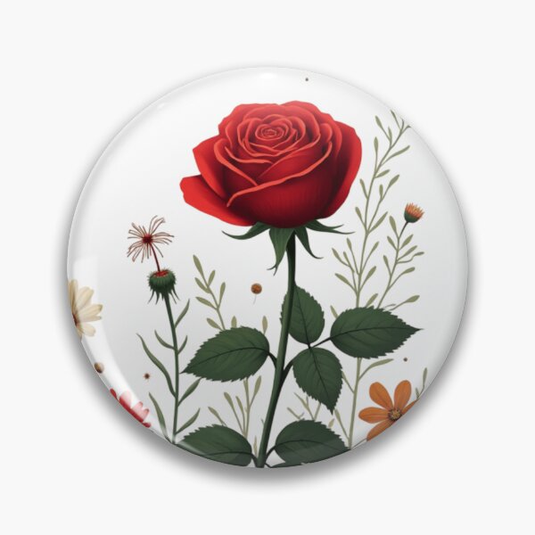 Item preview, Wildflowers and Red Rose on Right #2 - Transparent Background #5008T designed and sold by Wildflower Rose.