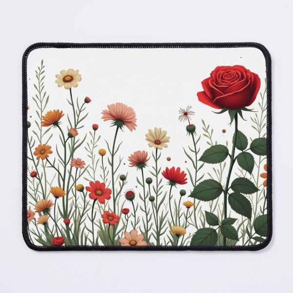 Item preview, Wildflowers and Red Rose on Right #2 - Transparent Background #5008T designed and sold by Wildflower Rose.