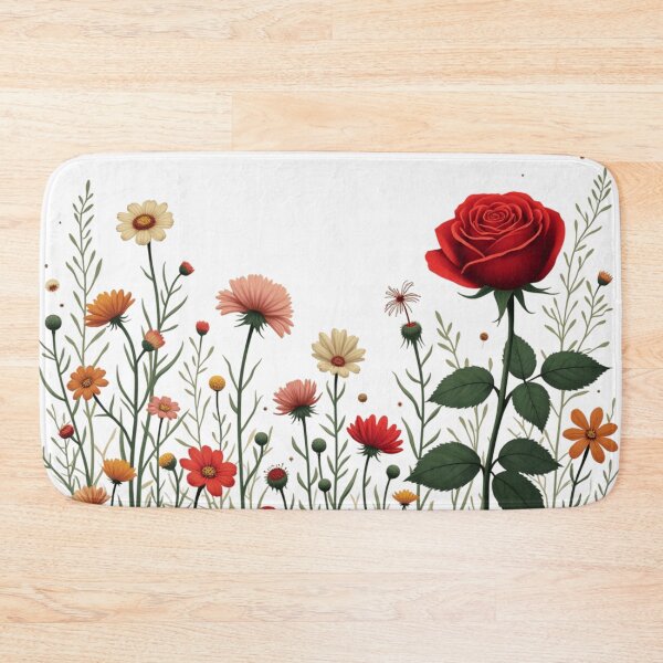 Item preview, Wildflowers and Red Rose on Right #2 - Transparent Background #5008T designed and sold by Wildflower Rose.