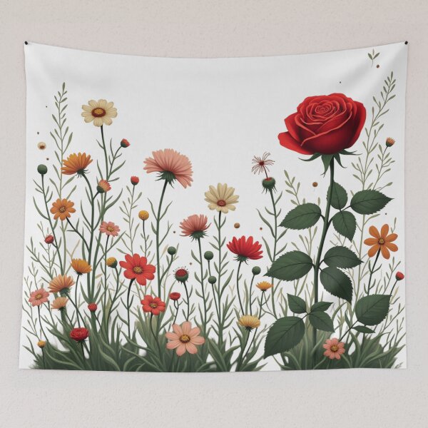 Item preview, Wildflowers and Red Rose on Right #2 - Transparent Background #5008T designed and sold by Wildflower Rose.