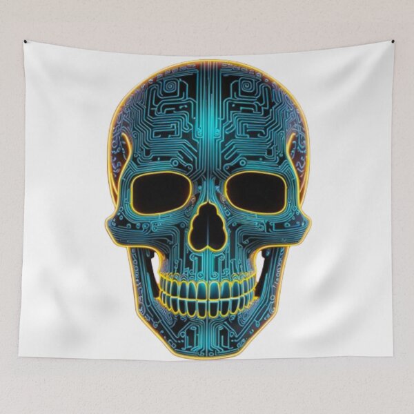 Item preview, neon circuit skull designed and sold by Highpinch.