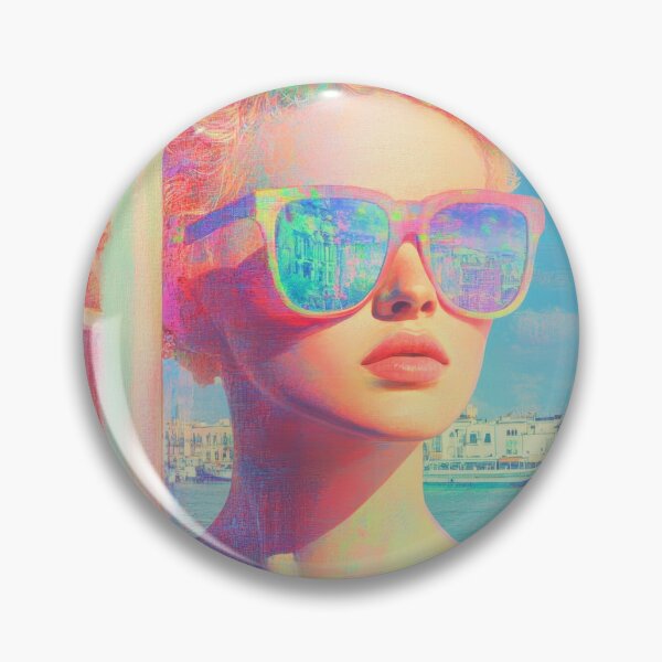 Item preview, Neon Coastal Beauty with Sunglasses – Vibrant Pop Art Portrait designed and sold by CASturgill.