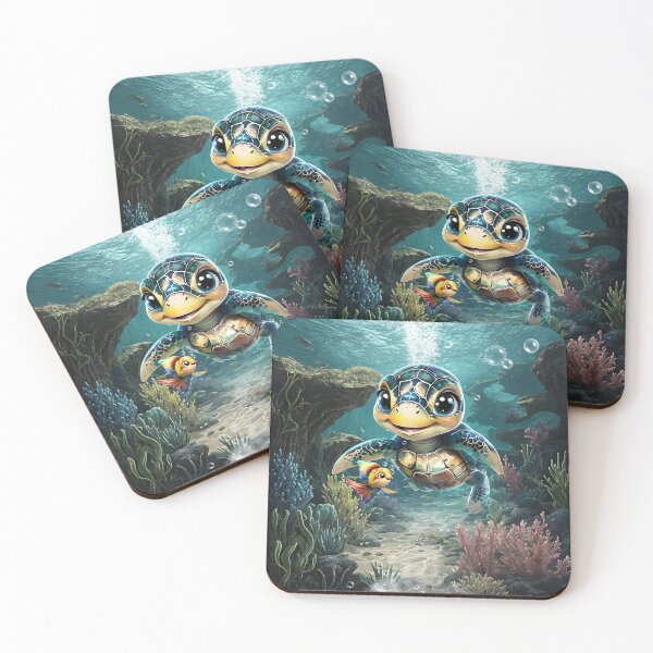 Item preview, Little sea turtle exploring with her friend. designed and sold by nicky2342.
