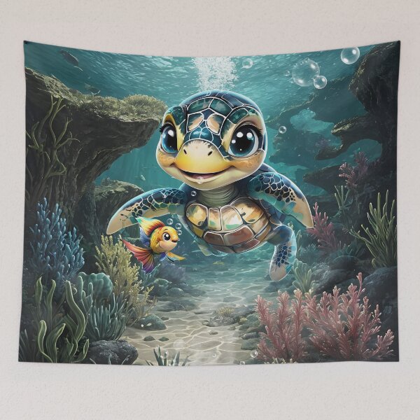 Item preview, Little sea turtle exploring with her friend. designed and sold by nicky2342.