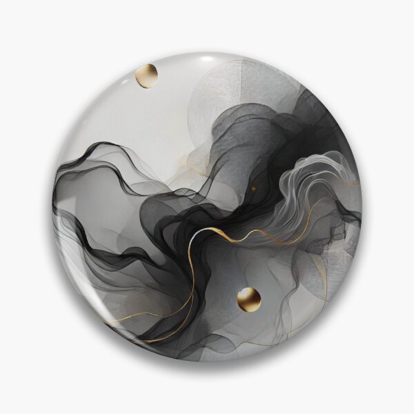 Item preview, Golden Drift – Abstract Black Smoke & Gold Ribbon Art Design designed and sold by LilMessyKitchen.