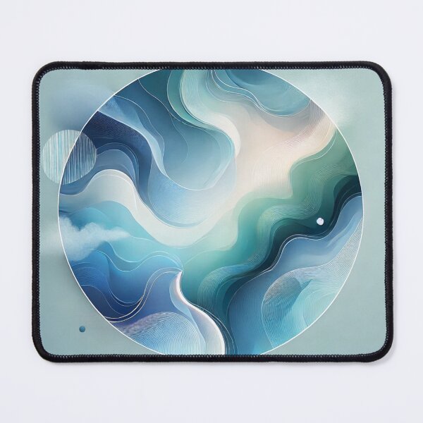 Item preview, Eco de marea: Arte abstracto circular en azul verdoso y azul con vibraciones oceánicas designed and sold by LilMessyKitchen.