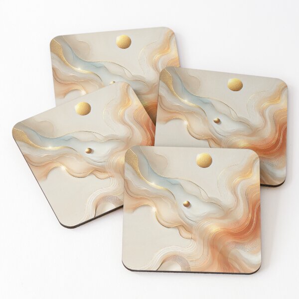 Item preview, Golden Ember – Abstract Cream, Orange & Gold Fluid Art designed and sold by LilMessyKitchen.