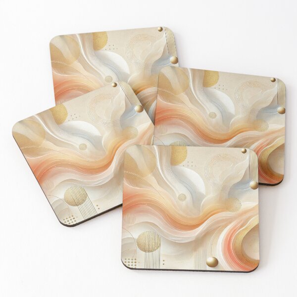 Item preview, Sunset Rhythm – Abstract Orange Cream & Gold Flow Art designed and sold by LilMessyKitchen.