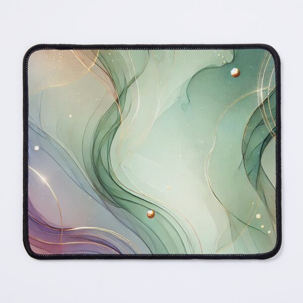 Artikelvorschau, Celestial Breeze – Abstrakte Flow Art in Salbei, Lavendel und Gold entworfen und verkauft von LilMessyKitchen.