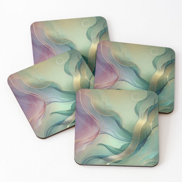 Item preview, Luminous Drift – Abstract Teal, Lavender & Gold Wave Design designed and sold by LilMessyKitchen.