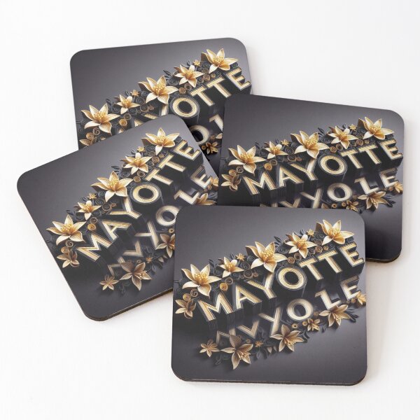 Item preview, Mayotte in black and gold with ylang ylang flowers designed and sold by FoxinhoSoumaila.
