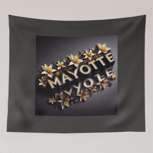 Item preview, Mayotte in black and gold with ylang ylang flowers designed and sold by FoxinhoSoumaila.