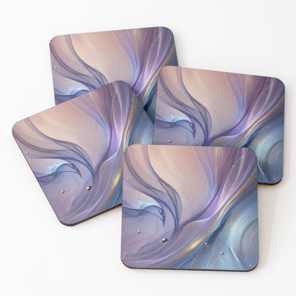 Item preview, Twilight Veil – Abstract Lavender & Blue Flow with Gold Accents designed and sold by LilMessyKitchen.