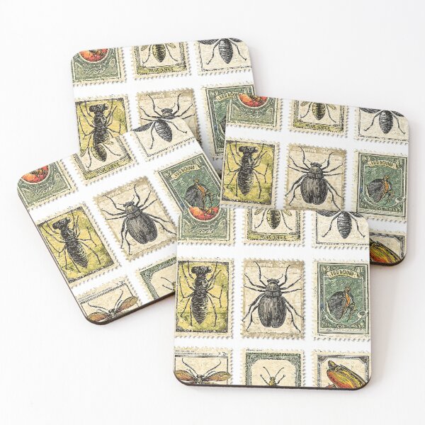 Item preview, Detailed bug artwork in vintage stamp collection style designed and sold by Piotrek0001.