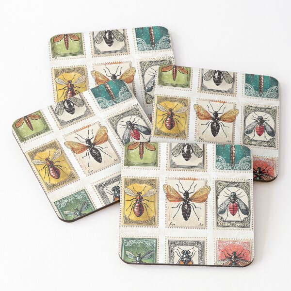 Item preview, Illustrated insect species in vintage philatelic style designed and sold by Piotrek0001.