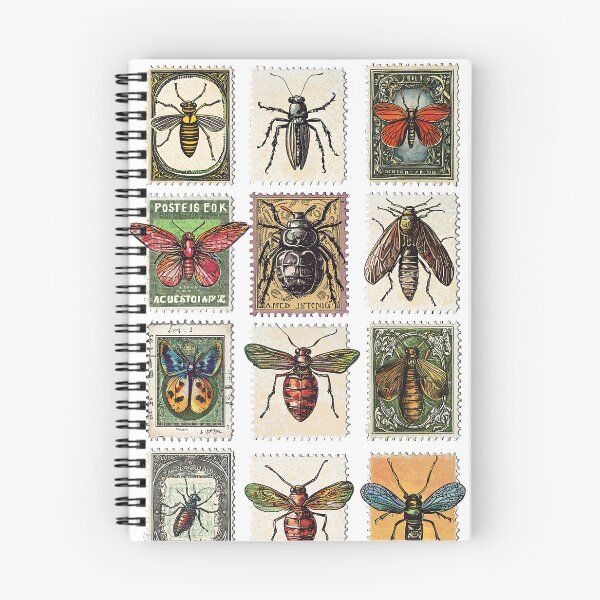 Item preview, Decorative insect artwork featuring antique stamp details designed and sold by Piotrek0001.