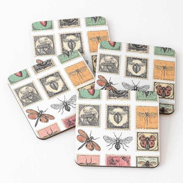 Item preview, Decorative bugs in aged frame stamp illustrations designed and sold by Piotrek0001.