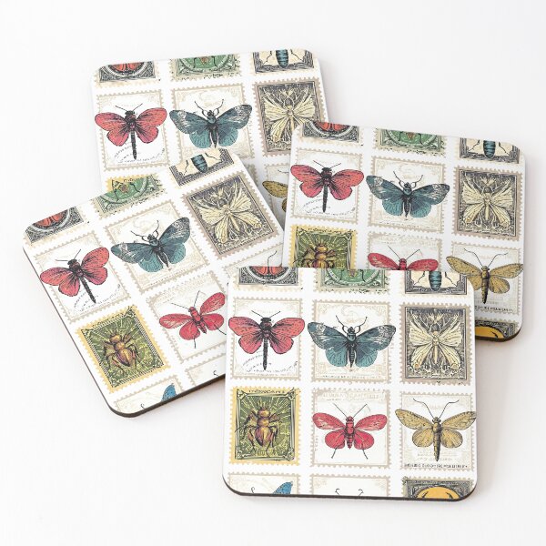Item preview, Naturalistic bugs framed in retro postal patterns designed and sold by Piotrek0001.