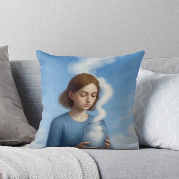 Aperçu de l'œuvre Cloud Jar – Art conceptuel surréaliste d'une fille dont les pensées s'échappent sous forme de nuages créée et vendue par Patternicity.