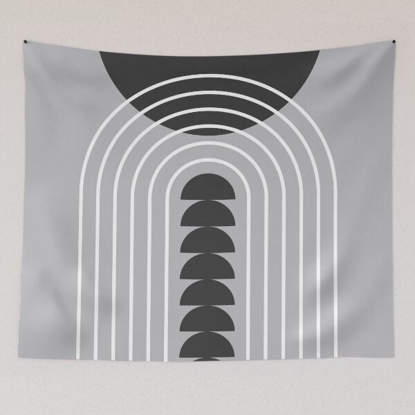 Item preview, Modern Mid Century Gateway Sun Rainbow 2 in Black Grey designed and sold by nineFlorals.