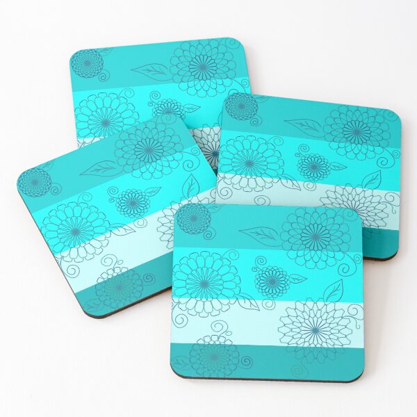 Item preview, Aqua and Teal Stripes with Flowers  designed and sold by JaygiesDesign.