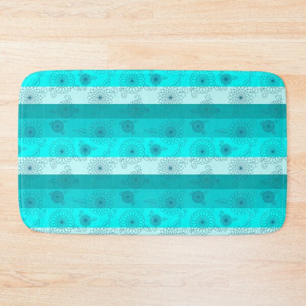 Item preview, Aqua and Teal Stripes with Flowers  designed and sold by JaygiesDesign.