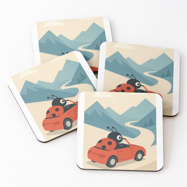 Item preview, Ladybug on a Road Trip – Minimalist Retro Illustration designed and sold by GusiaTreasures.