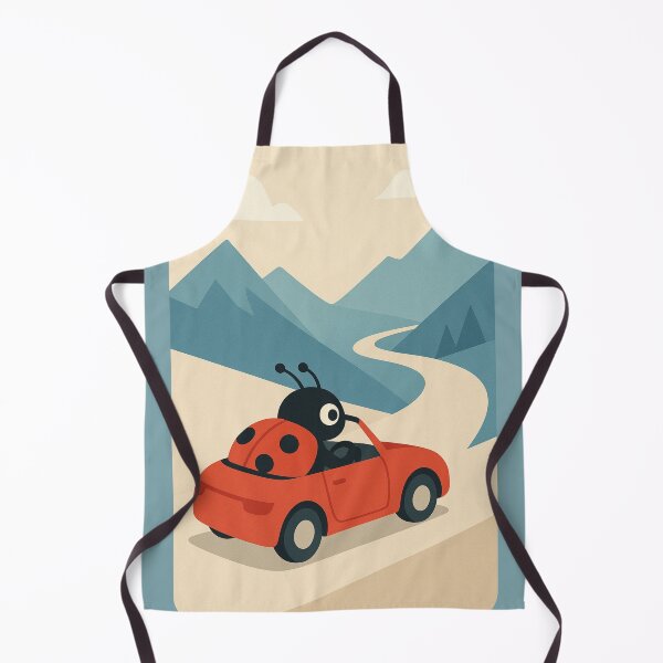 Item preview, Ladybug on a Road Trip – Minimalist Retro Illustration designed and sold by GusiaTreasures.
