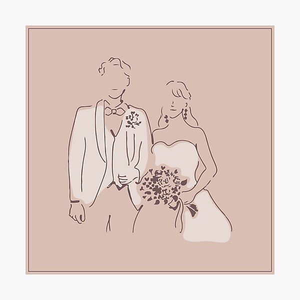 Item preview, Wedding card bride and groom on a pink background in an elegant style designed and sold by railean.