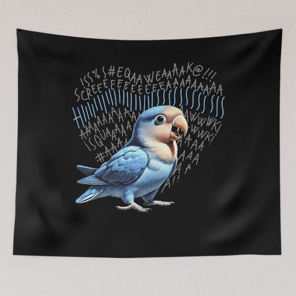 Item preview, Funny Angry Blue Peach-Faced Lovebird Parrot Lover Birding designed and sold by Kimberley King Art  King Art.