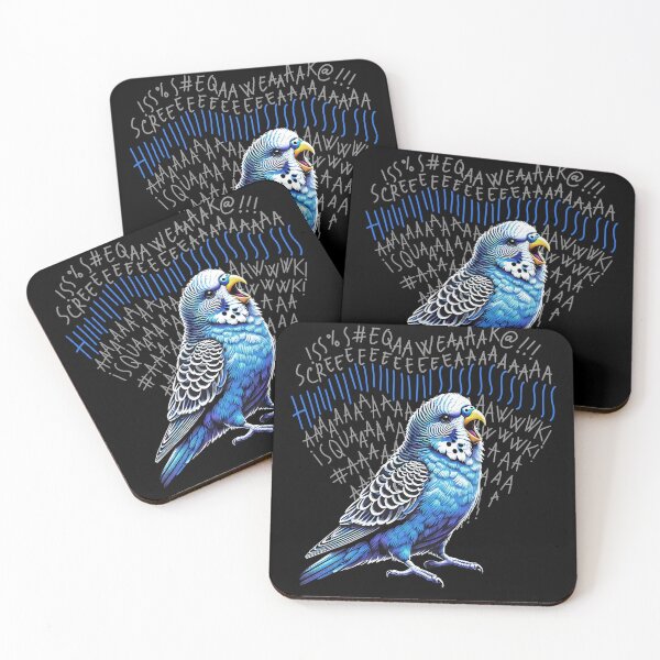 Item preview, Funny Angry Budgerigar Blue Parakeet Parrot Lover Birding designed and sold by Kimberley King Art  King Art.