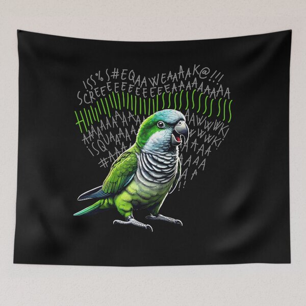 Item preview, Funny Angry Green Monk Parrot Lover Birding designed and sold by Kimberley King Art  King Art.