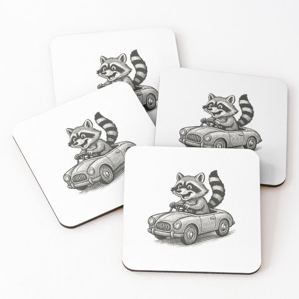Item preview, Happy Raccoon Driving Car designed and sold by Fleetwood1994.