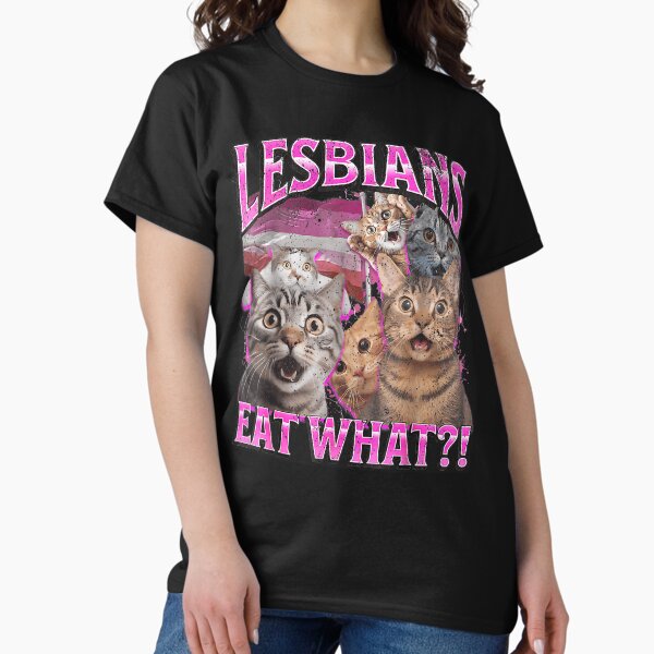 Item preview, Lesbians Eat What?! Funny Cat Gay Pride LGBTQ Pun designed and sold by TristanStoreHu.