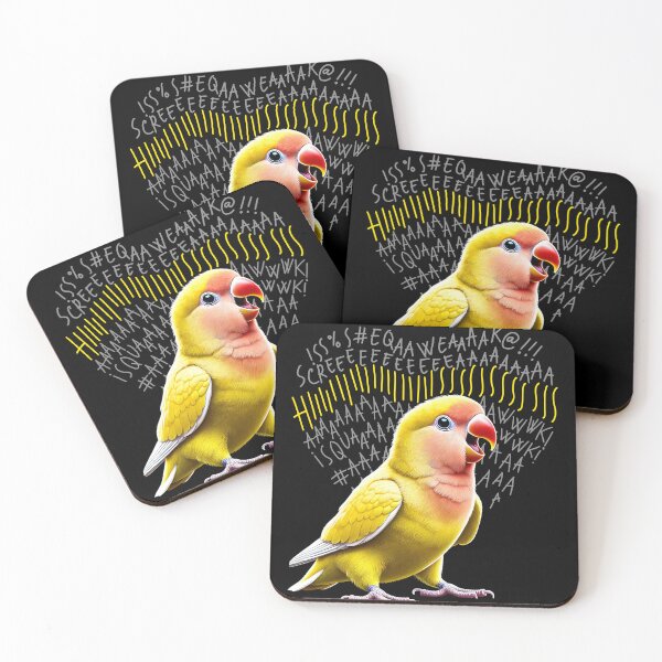 Item preview, Funny Angry Rosy-Faced Yellow Lovebird Parrot Lover Birding designed and sold by Kimberley King Art  King Art.
