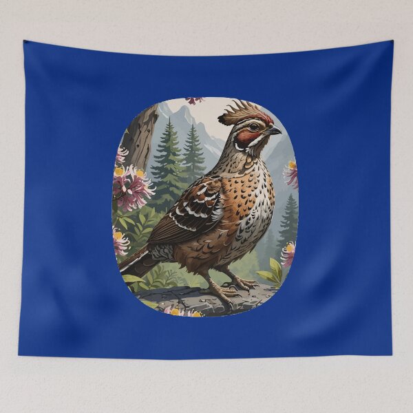 Item preview, Ruffled Grouse With Mountain Laurel Landscape designed and sold by taiche.