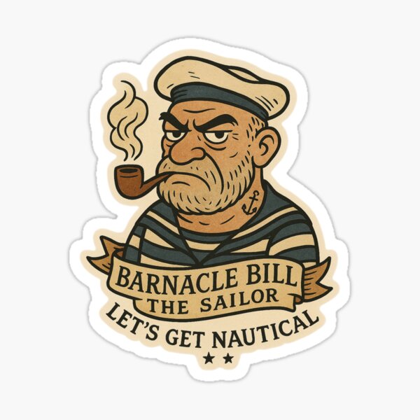 Item preview, Barnacle Bill the Sailor – Vintage Tattoo Style Nautical Sticker designed and sold by Emilia-Design.