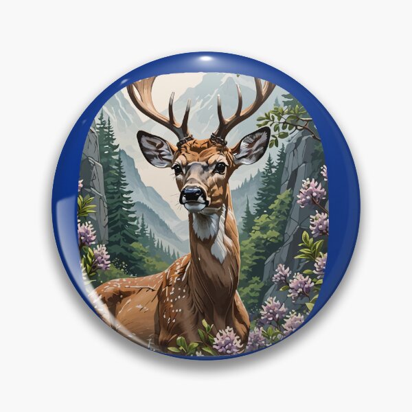 Item preview, Whitetail Deer Amongst Mountain Laurel Flowers designed and sold by taiche.