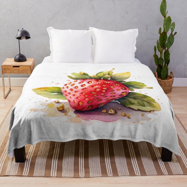 Item preview, Luscious Strawberry – Watercolor Fruit with Dewy Leaves designed and sold by CharmingGarden.