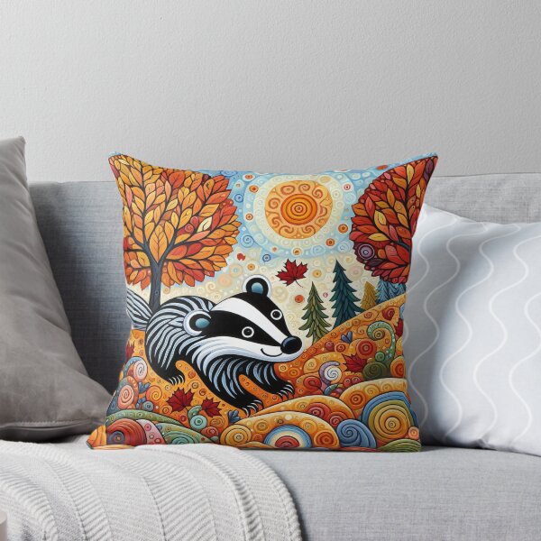 Item preview, Badger's Autumn Stroll: A Scandinavian Folk Art Scene by heidiannemorris designed and sold by FOLK ART FUSION.