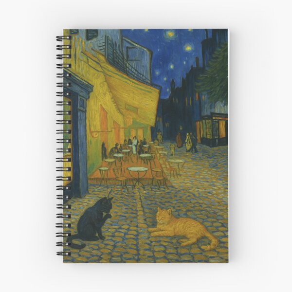 Item preview, The Cafe Terrace at Night and cats art print designed and sold by Carnival-dsgn.
