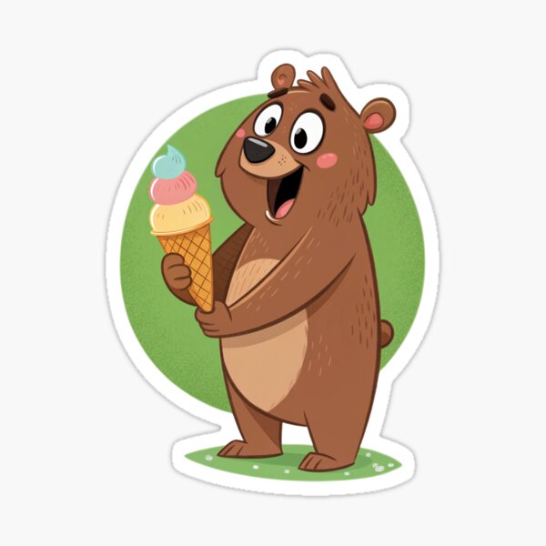 Item preview, Brown bear eating ice cream designed and sold by Nano4us.